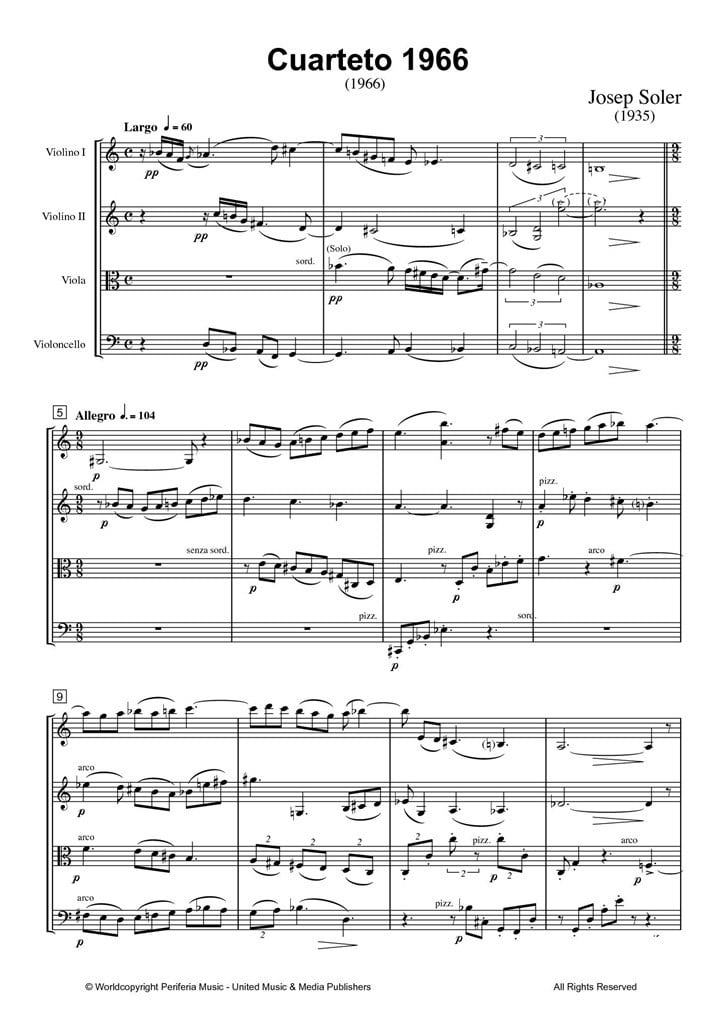 Cuarteto for String Quartet (1966)